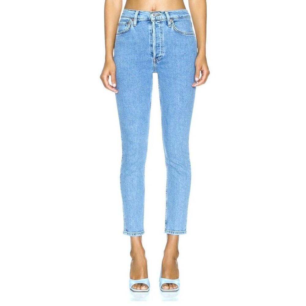 RE/DONE 90s High Rise Ankle Crop Jeans, Size 29, Costa Indigo - Picture 4 of 4